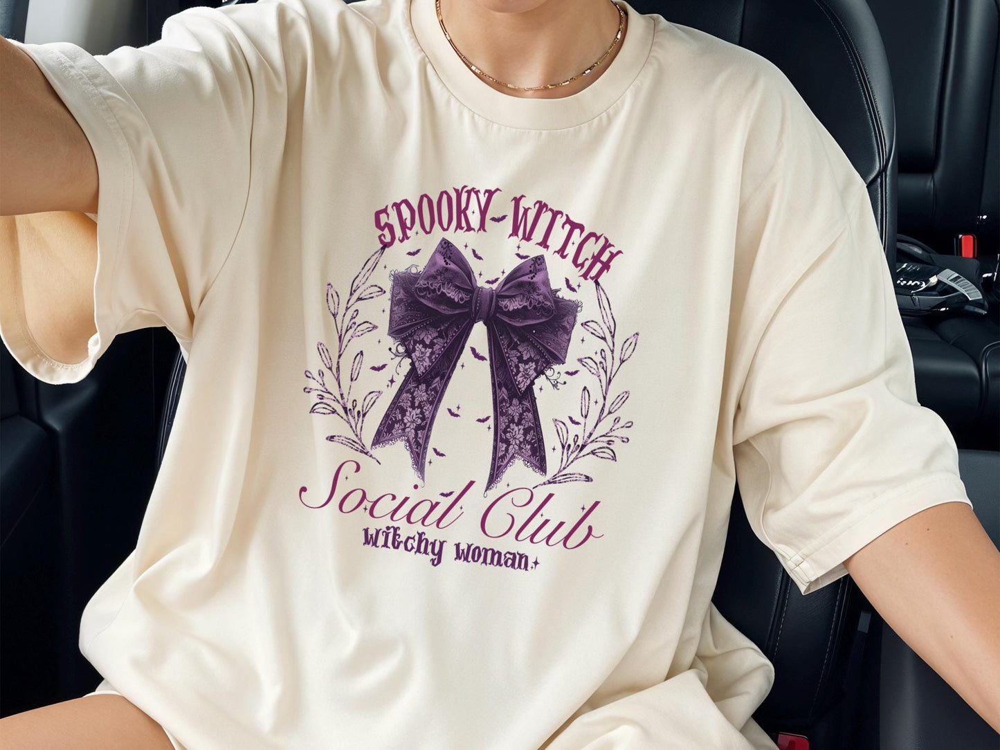 Comfort Colors® Spooky Witch Social Club Shirt, Hallowen Bow Sweatshirt, Halloween Party T-shirt,  Halloween Witch Tee