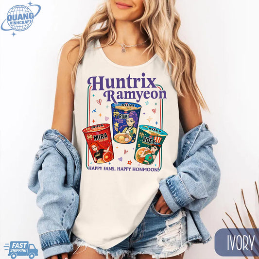 Kpop Demon Hunters Ramyeon TankTop Comfort Colors For Fan, Demon Hunter Movie Inspired Noodle Tee,Cool Korea Inspired Apparel,Mira,Rumi,Zoey
