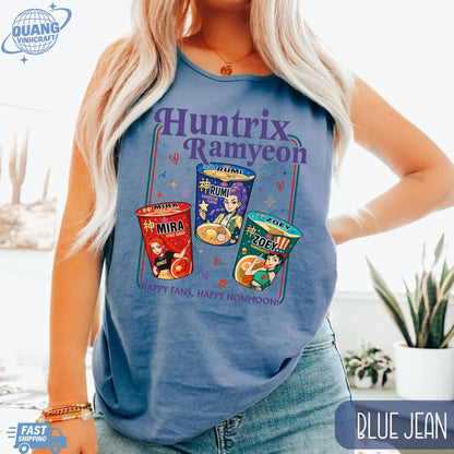 Kpop Demon Hunters Ramyeon TankTop Comfort Colors For Fan, Demon Hunter Movie Inspired Noodle Tee,Cool Korea Inspired Apparel,Mira,Rumi,Zoey