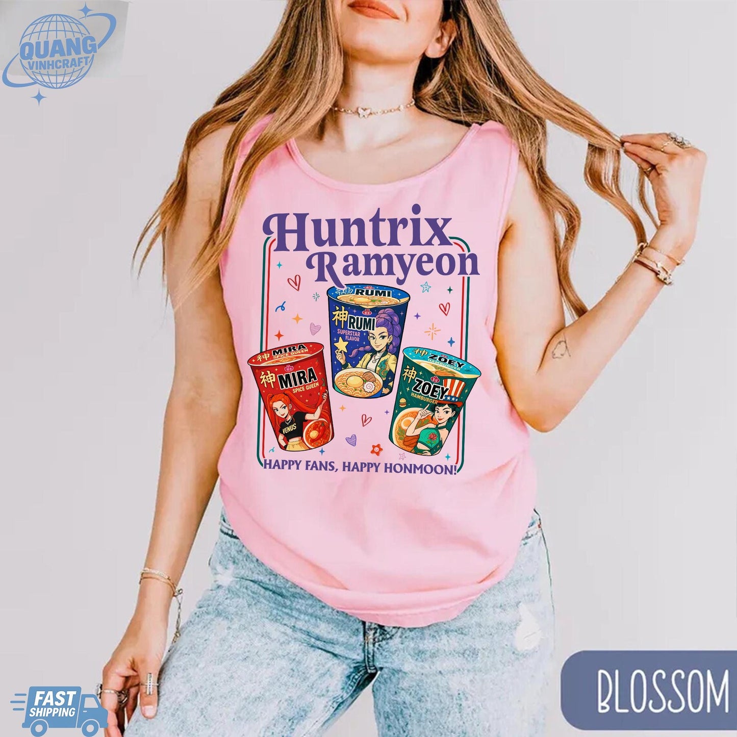 Kpop Demon Hunters Ramyeon TankTop Comfort Colors For Fan, Demon Hunter Movie Inspired Noodle Tee,Cool Korea Inspired Apparel,Mira,Rumi,Zoey