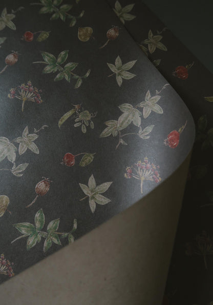 Botanical kraft Wrapping paper, Gift Wrap, Wrapping, Floral Gift Warp, Wrapping paper, gift paper, floral wrapping paper, recycled paper