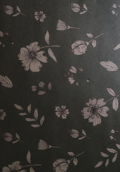 Florals on gray blue kraft Wrapping paper,Gift Wrap, Wrapping, Floral Gift Warp,natural paper,gift paper, floral wrapping,recycled paper