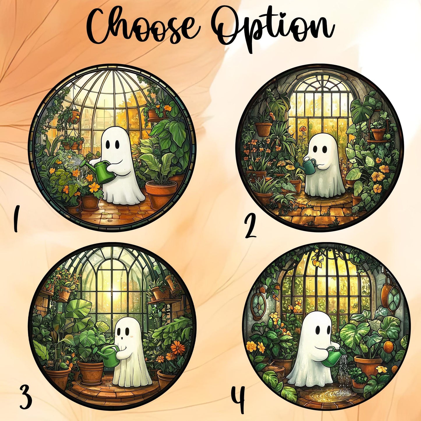 Cute Ghost Greenhouse Stained Glass Suncatcher, Halloween Ghost Glass Window Hangings, Plant Lovers Gift, Halloween Home Decor, Gift For Mom