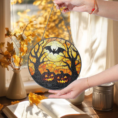 Witcher Castle Stained Glass Suncatcher for Halloween decor, Window Hanging Decor Art Gift Halloween Suncatcher Ornament, Spooky Season Gift