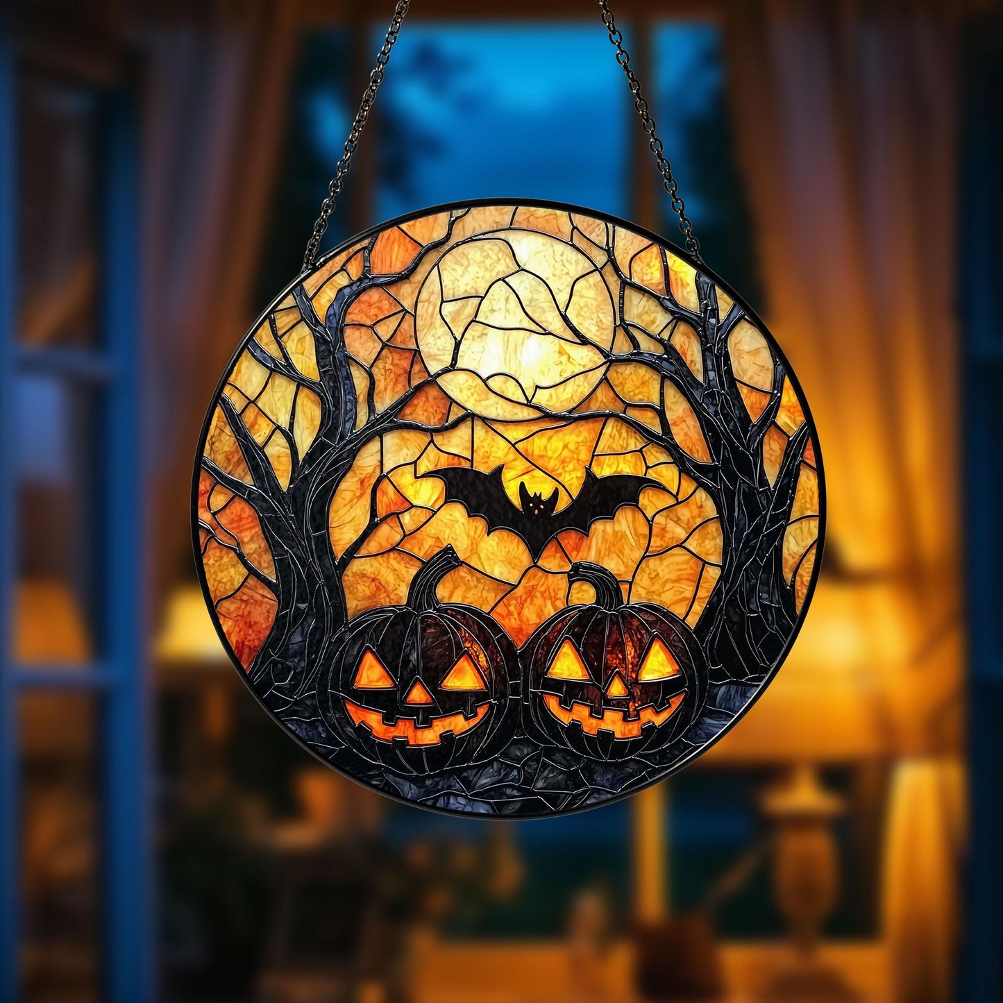 Witcher Castle Stained Glass Suncatcher for Halloween decor, Window Hanging Decor Art Gift Halloween Suncatcher Ornament, Spooky Season Gift