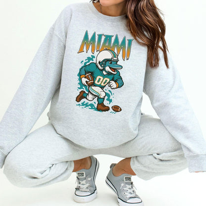 Graphic Miami Mascot Football Sweatshirt, Game Day Gift Shirt, Miami Football Fan Tee, Retro Miami Team Shirt, Sport Mascot Gifts
