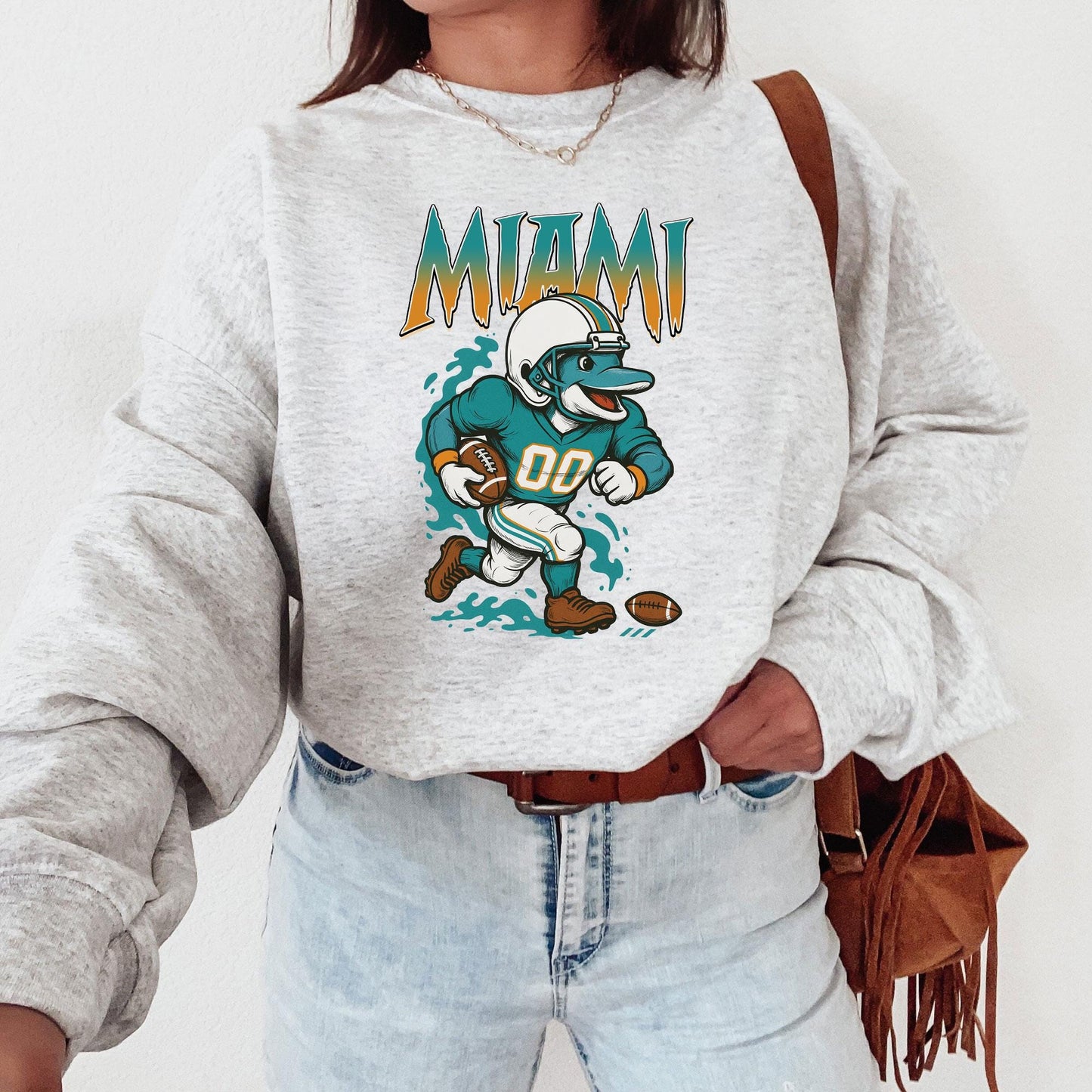 Graphic Miami Mascot Football Sweatshirt, Game Day Gift Shirt, Miami Football Fan Tee, Retro Miami Team Shirt, Sport Mascot Gifts