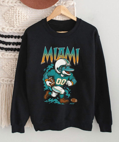 Graphic Miami Mascot Football Sweatshirt, Game Day Gift Shirt, Miami Football Fan Tee, Retro Miami Team Shirt, Sport Mascot Gifts