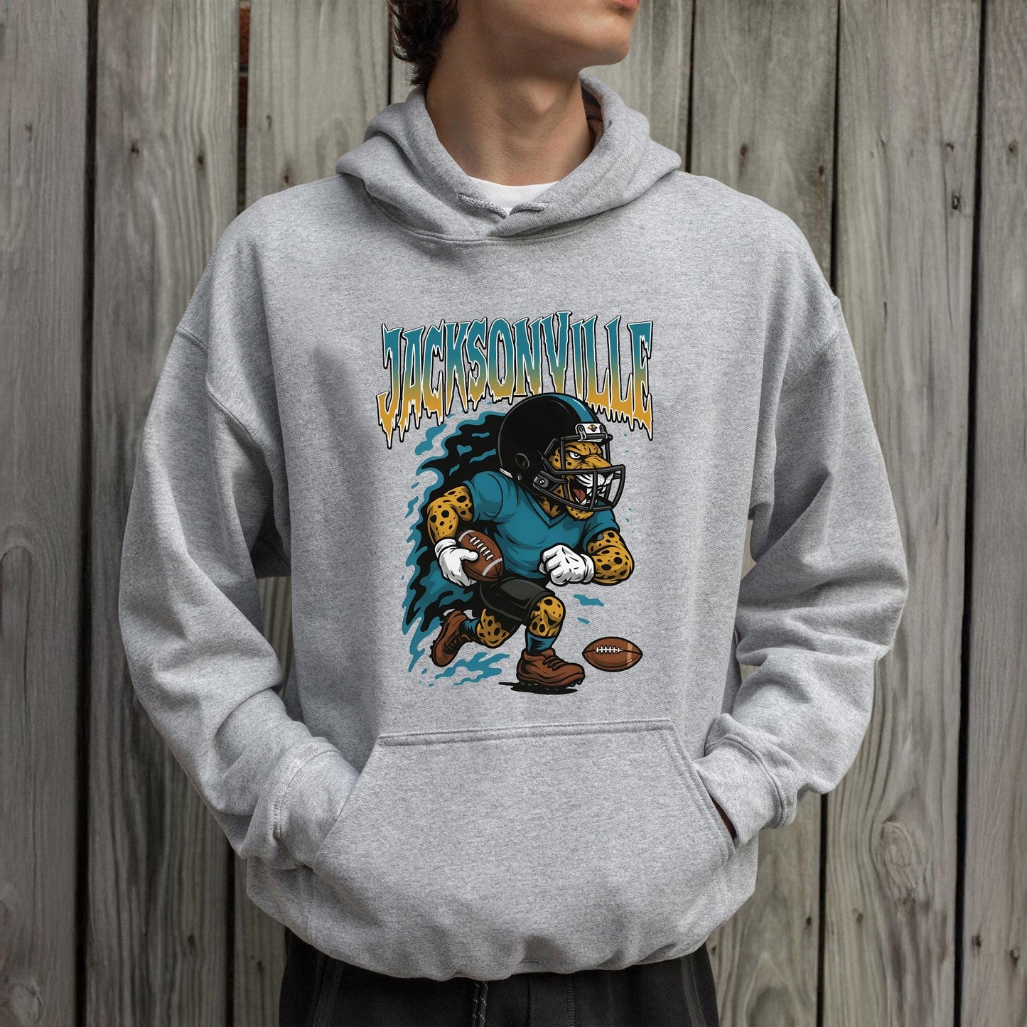 Graphic Jacksonville Mascot Football Sweatshirt, Game Day Gift, Jacksonville Football Fan Tee, Retro Jacksonville Team, Sport Mascot Gifts