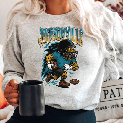 Graphic Jacksonville Mascot Football Sweatshirt, Game Day Gift, Jacksonville Football Fan Tee, Retro Jacksonville Team, Sport Mascot Gifts