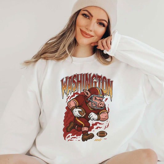 Graphic Washington Mascot Football Sweatshirt, Game Day Gift, Washington Football Fan Tee, Retro Washington Team Shirt, Sport Mascot Gifts