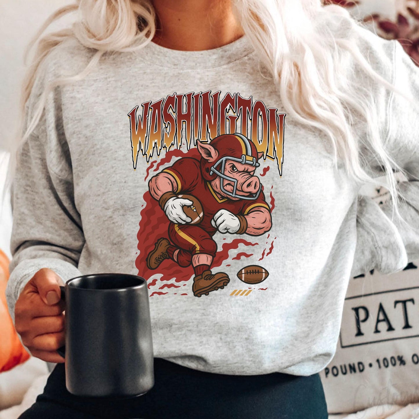Graphic Washington Mascot Football Sweatshirt, Game Day Gift, Washington Football Fan Tee, Retro Washington Team Shirt, Sport Mascot Gifts