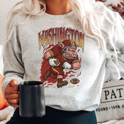 Graphic Washington Mascot Football Sweatshirt, Game Day Gift, Washington Football Fan Tee, Retro Washington Team Shirt, Sport Mascot Gifts
