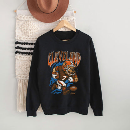 Graphic Cleveland Mascot Football Sweatshirt, Game Day Gift Shirt, Cleveland Football Fan Tee, Retro Cleveland Team Shirt, Sport Mascot Gift