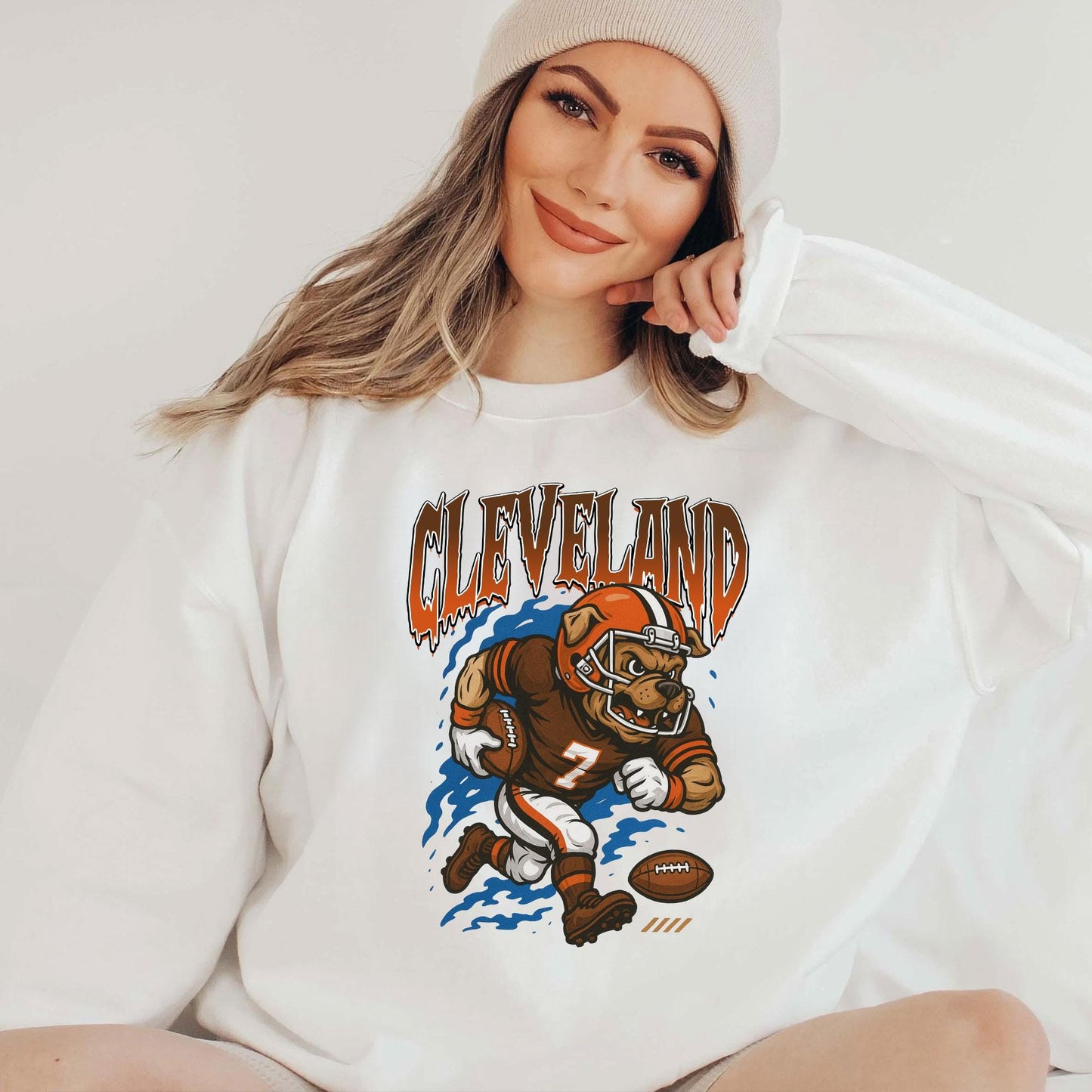 Graphic Cleveland Mascot Football Sweatshirt, Game Day Gift Shirt, Cleveland Football Fan Tee, Retro Cleveland Team Shirt, Sport Mascot Gift