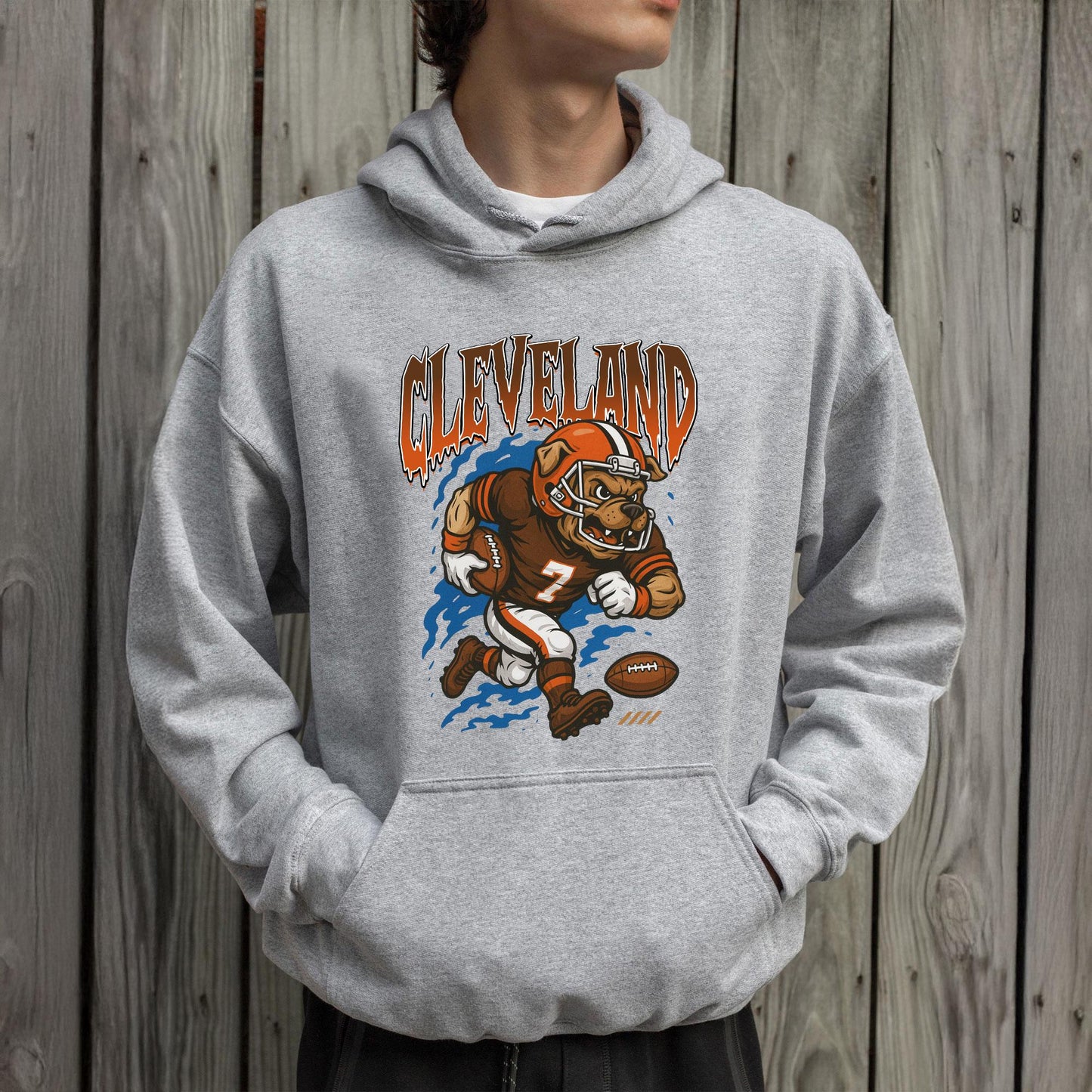 Graphic Cleveland Mascot Football Sweatshirt, Game Day Gift Shirt, Cleveland Football Fan Tee, Retro Cleveland Team Shirt, Sport Mascot Gift