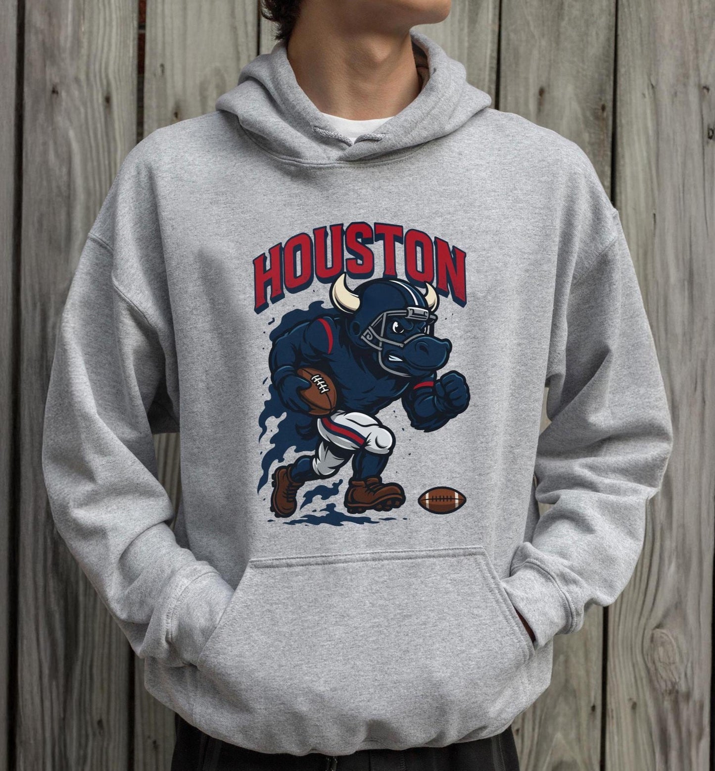 Graphic Houston Mascot Football Sweatshirt, Game Day Gift Shirt, Houston Football Fan Tee, Retro Houston Team Shirt, Sport Mascot Gifts