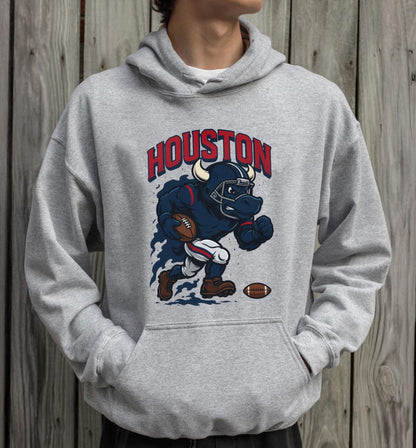 Graphic Houston Mascot Football Sweatshirt, Game Day Gift Shirt, Houston Football Fan Tee, Retro Houston Team Shirt, Sport Mascot Gifts