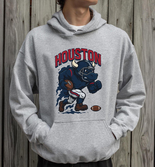 Graphic Houston Mascot Football Sweatshirt, Game Day Gift Shirt, Houston Football Fan Tee, Retro Houston Team Shirt, Sport Mascot Gifts