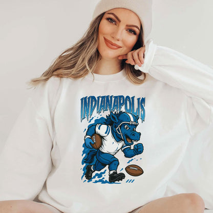 Graphic Indianapolis Mascot Football Sweatshirt, Game Day Gift, Indianapolis Football Fan Tee, Retro Indianapolis Team Shirt, Sport Mascot