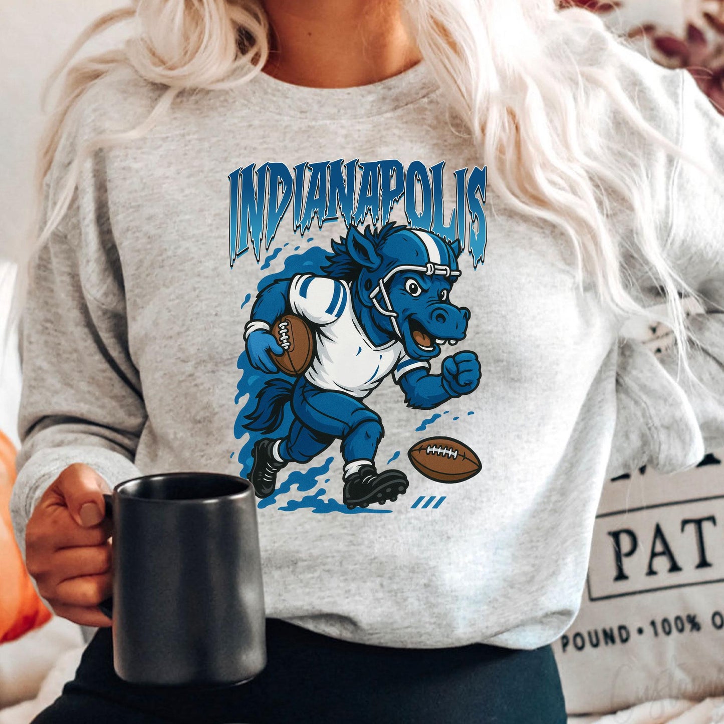 Graphic Indianapolis Mascot Football Sweatshirt, Game Day Gift, Indianapolis Football Fan Tee, Retro Indianapolis Team Shirt, Sport Mascot
