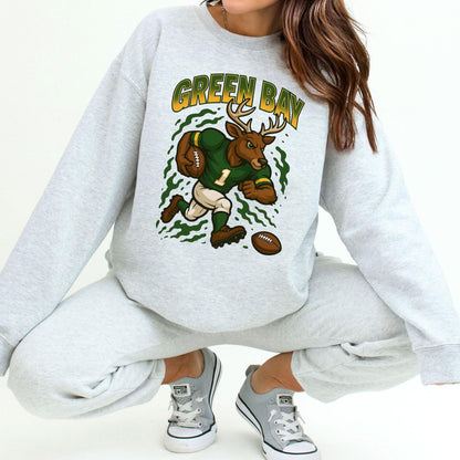 Graphic Green Bay Mascot Football Sweatshirt, Game Day Gift Shirt, Green Bay Football Fan Tee, Retro Green Bay Team Shirt, Sport Mascot Gift