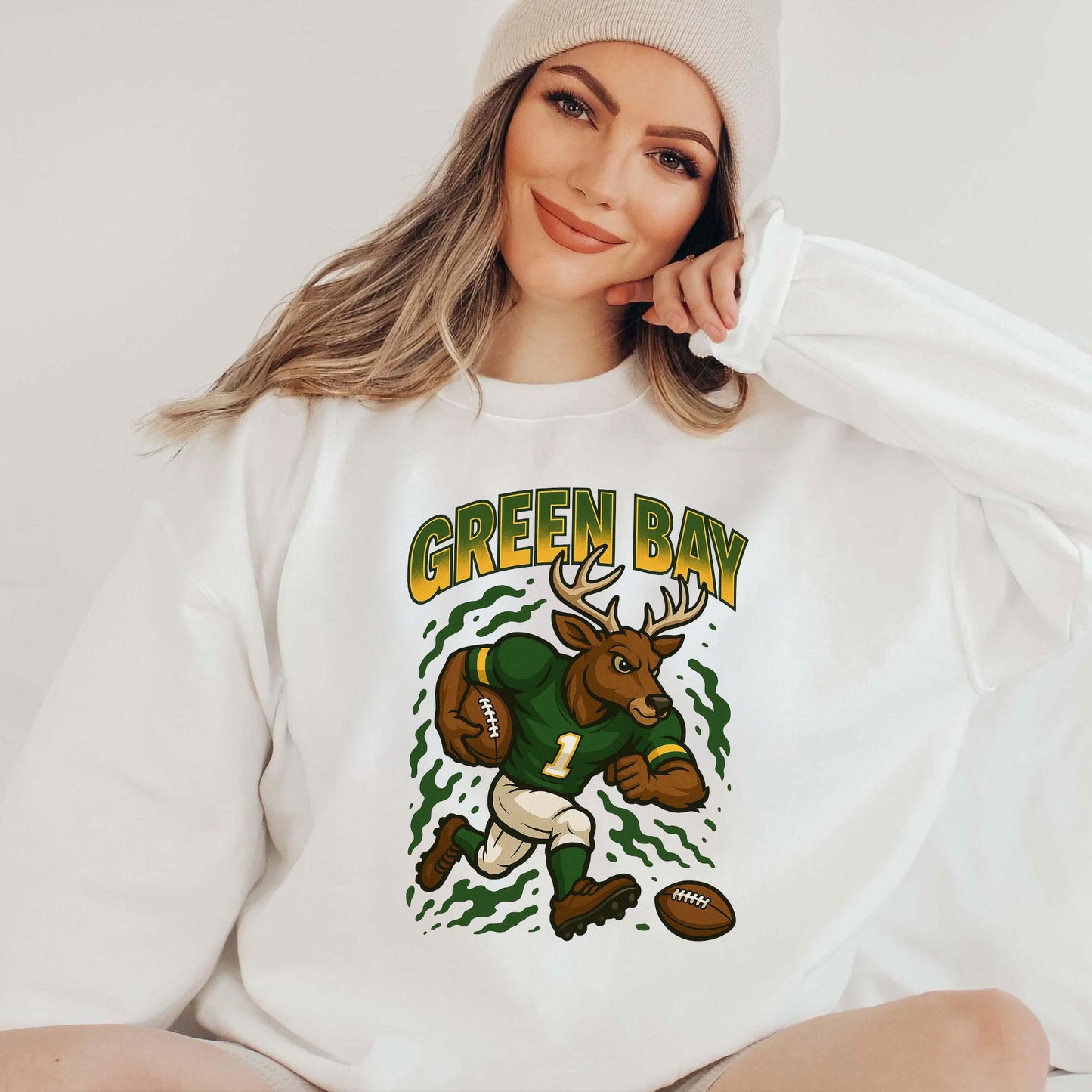 Graphic Green Bay Mascot Football Sweatshirt, Game Day Gift, Green Bay Football Fan Tee, Vintage Green Bay Team Shirt, Sport Mascot Gift