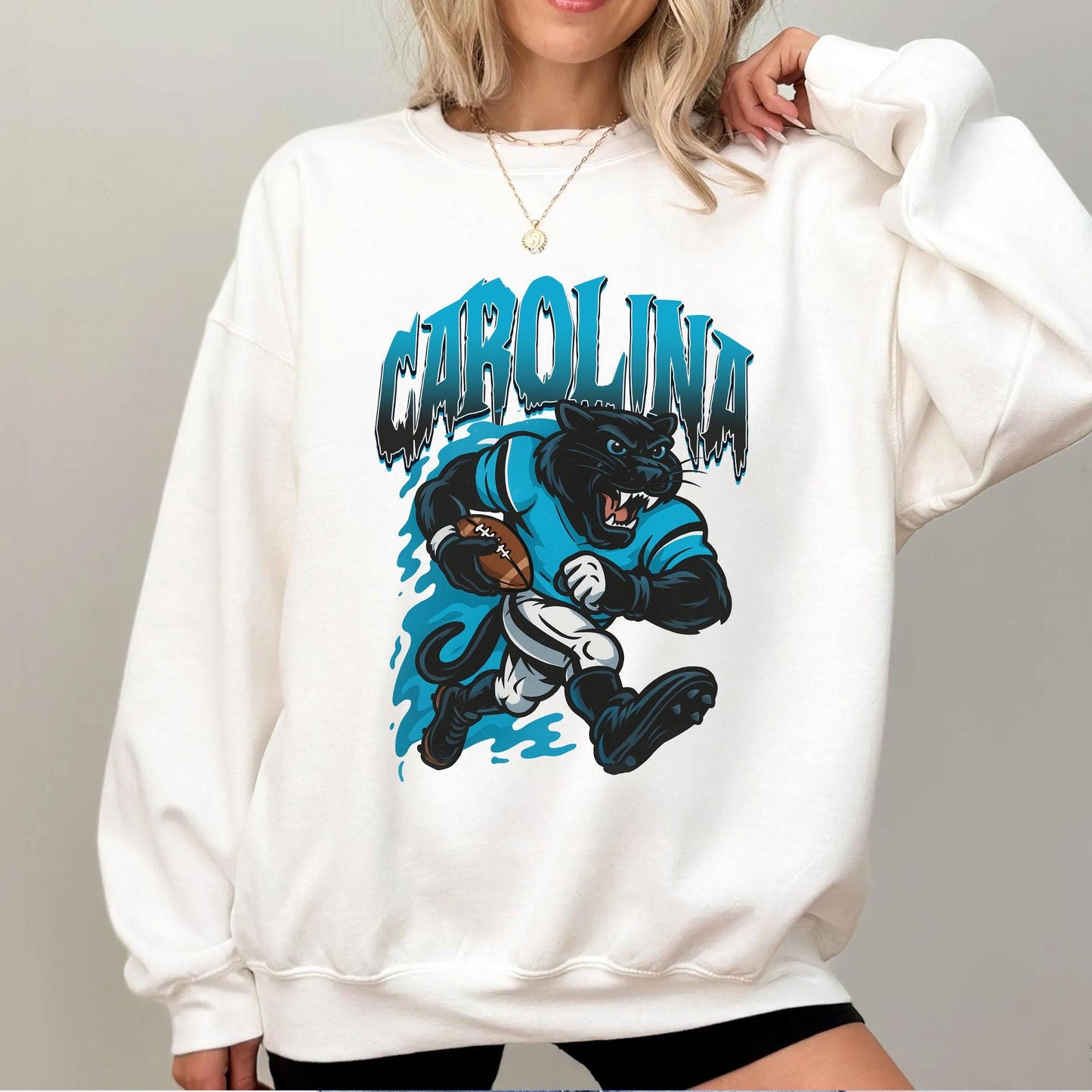 Graphic Carolina Mascot Football Sweatshirt, Game Day Gift Shirt, Carolina Football Fan Tee, Retro Carolina Team Shirt, Sport Mascot Gifts