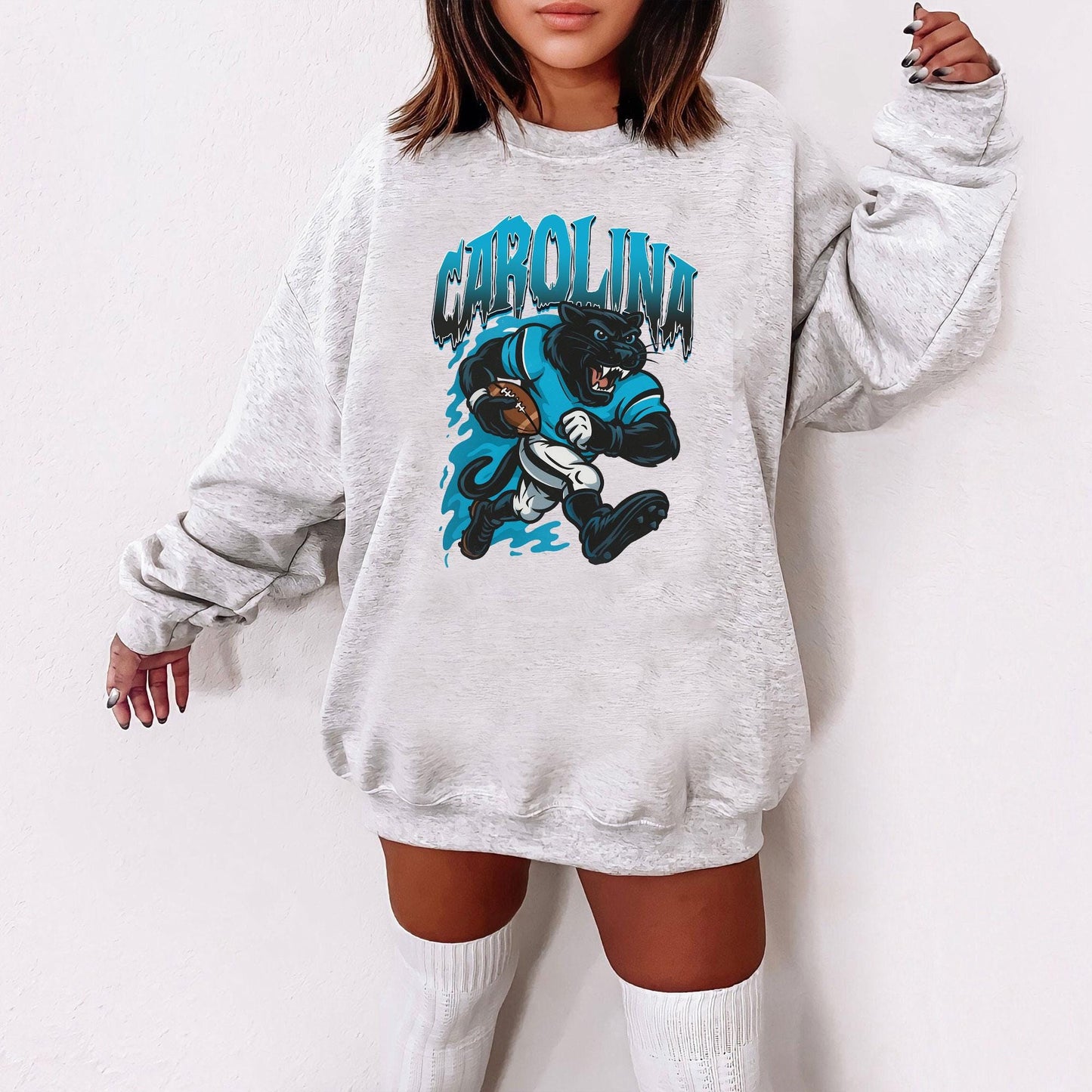 Graphic Carolina Mascot Football Sweatshirt, Game Day Gift Shirt, Carolina Football Fan Tee, Retro Carolina Team Shirt, Sport Mascot Gifts