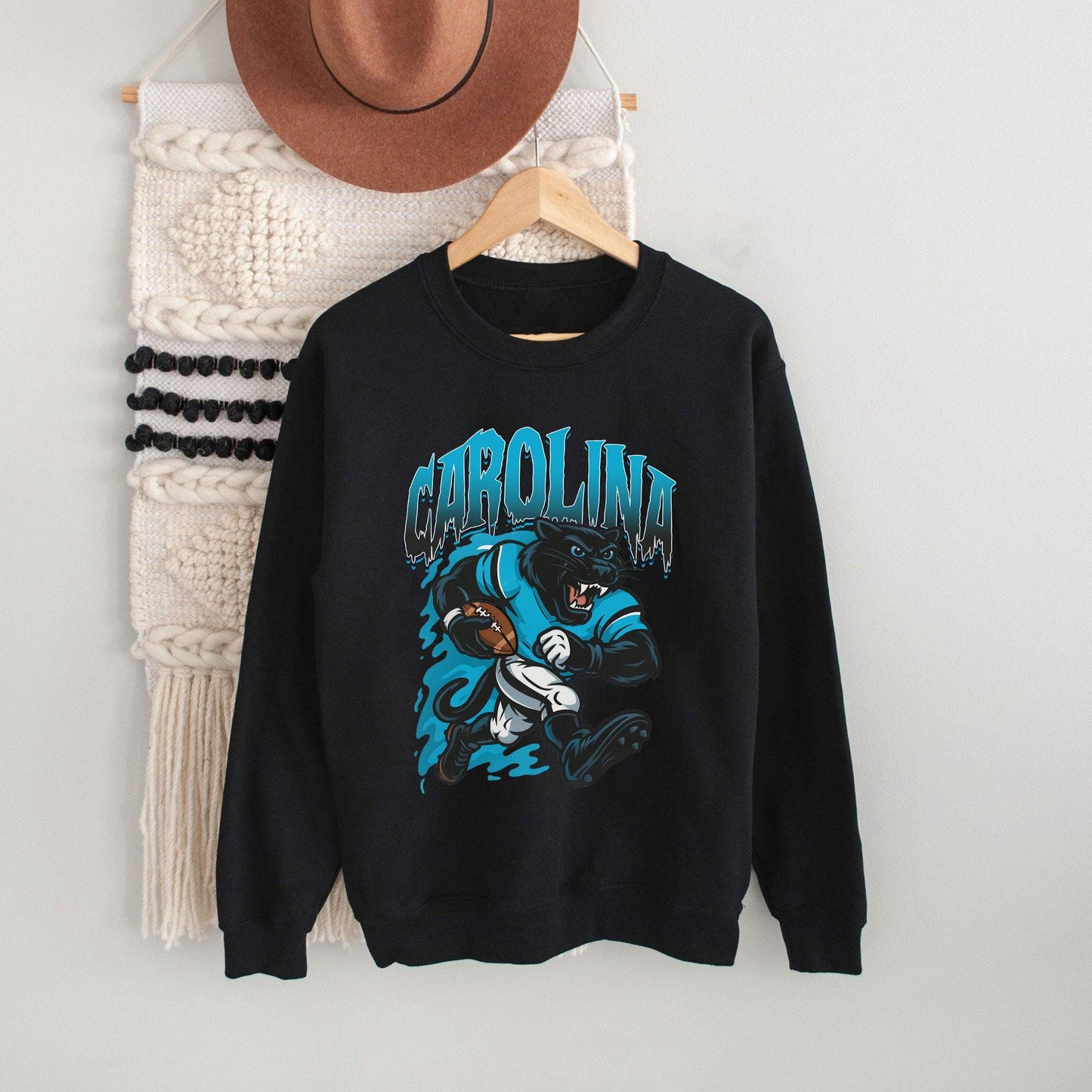 Graphic Carolina Mascot Football Sweatshirt, Game Day Gift Shirt, Carolina Football Fan Tee, Retro Carolina Team Shirt, Sport Mascot Gifts