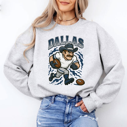 Graphic Dallas Mascot Football Sweatshirt, Game Day Gift Shirt, Dallas Football Fan Tee, Retro Dallas Team Shirt, Sport Mascot Gifts