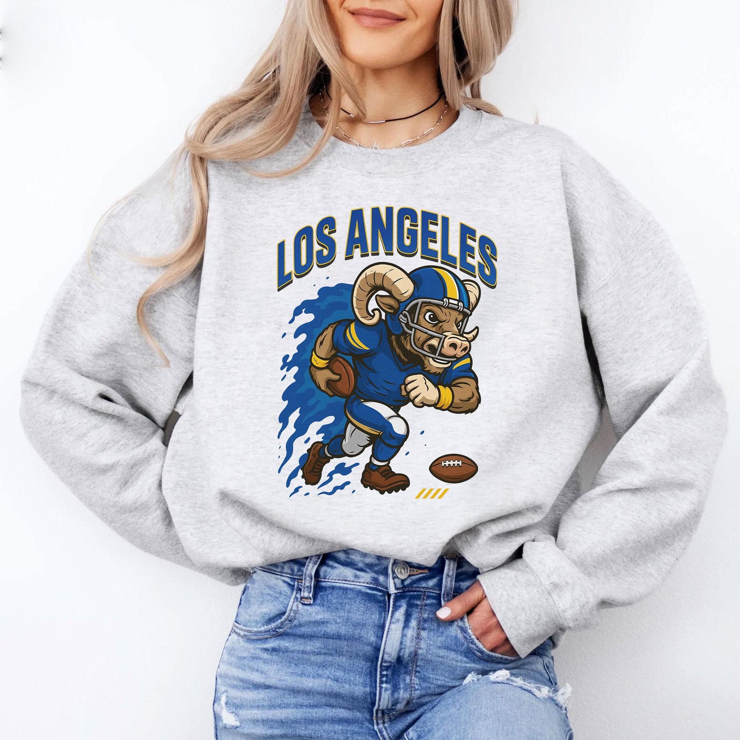 Graphic Los Angeles Mascot Football Sweatshirt, Game Day Gift Shirt, Los Angeles Football Fan Tee, Retro Los Angeles Team, Sport Mascot Gift