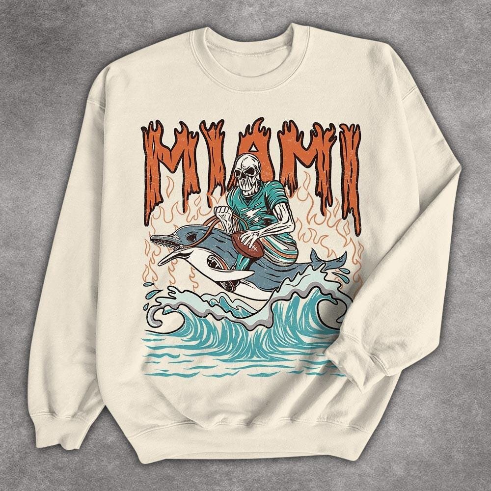 Miami Football Skull Vintage Shirt, Gift For Fan Football Game Day Unisex Shirt