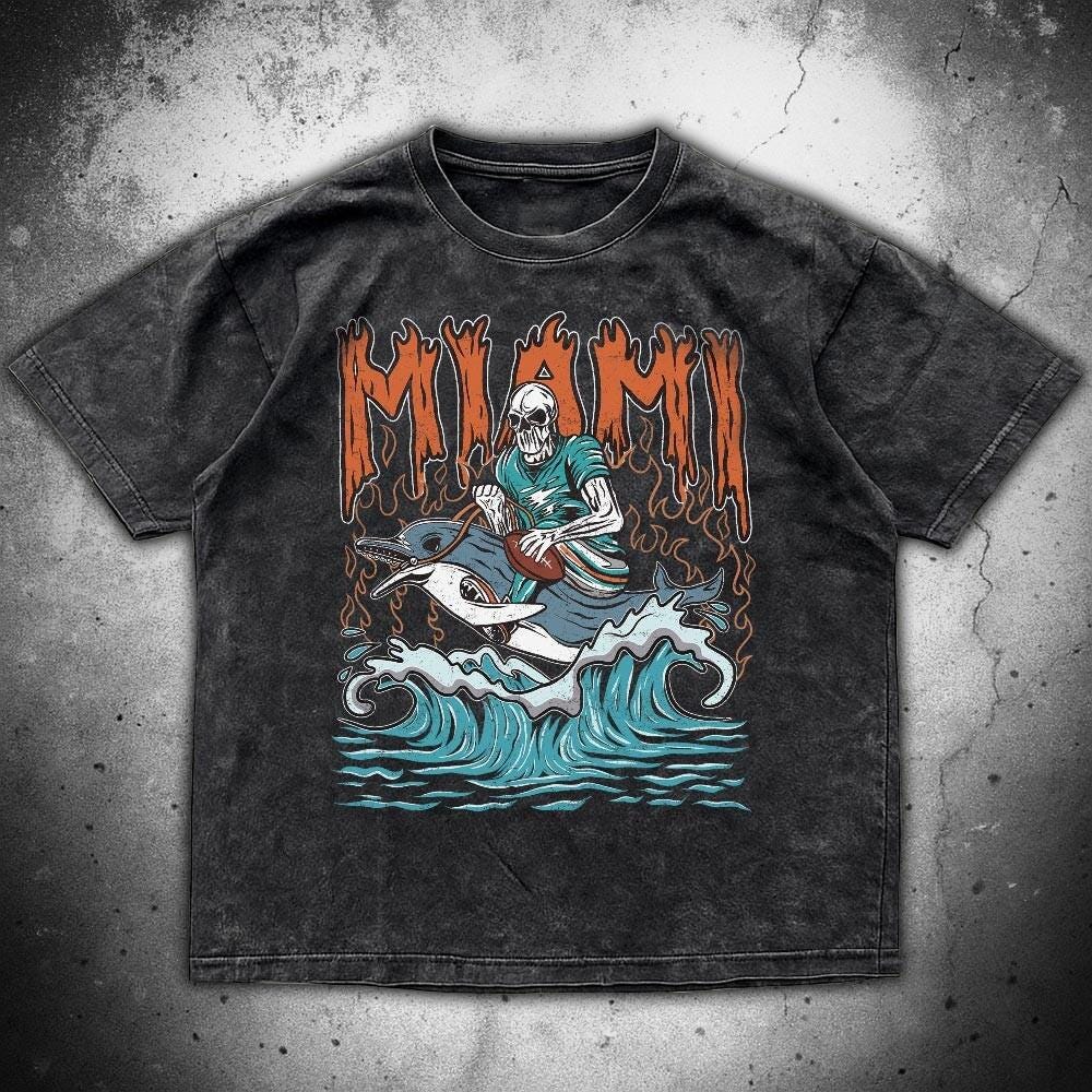 Miami Football Skull Vintage Shirt, Gift For Fan Football Game Day Unisex Shirt