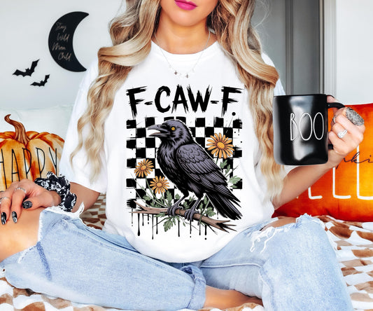 F-Caw-F Crow Halloween Shirt, Botanical Witch Bird Halloween T-Shirt, Floral Crow Sweatshirt, Black Raven Halloween Tee, Spooky Season Tee