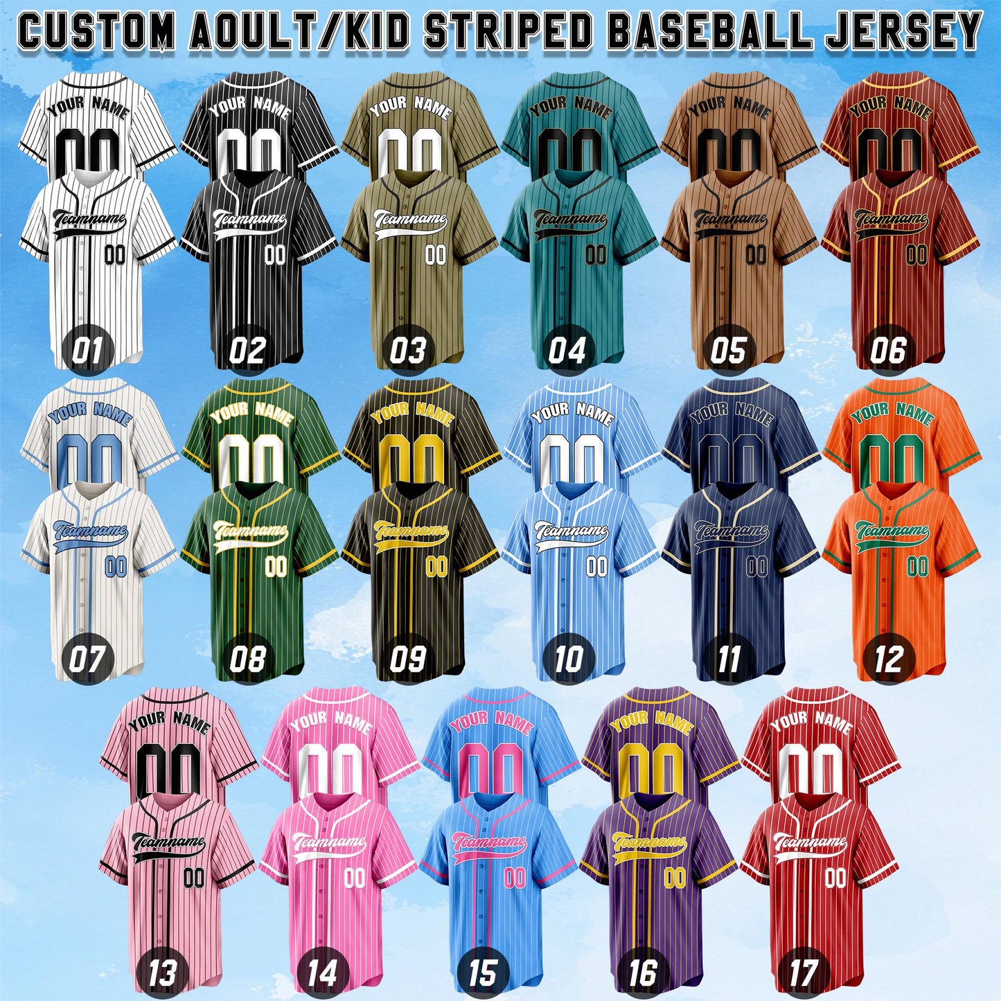 Custom Baseball Jersey: Personalized Team Name & Number, Embroidered or Printed