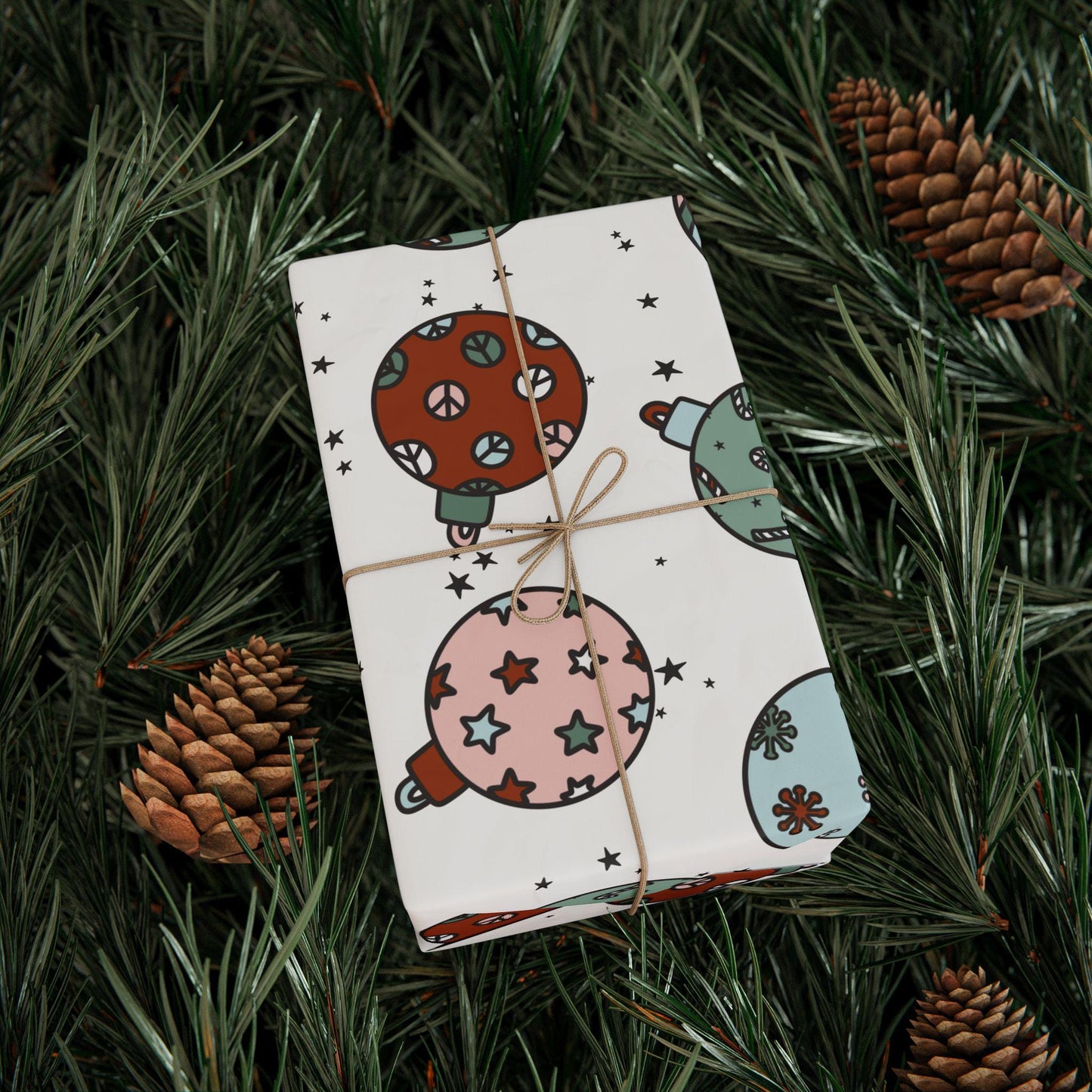 Retro Christmas wrapping paper Unique Vintage Christmas Wrapping Paper Roll, Holiday Gift Wrap with Retro groovy Design