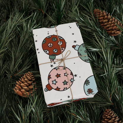 Retro Christmas wrapping paper Unique Vintage Christmas Wrapping Paper Roll, Holiday Gift Wrap with Retro groovy Design