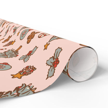 Retro Gingerbread man Christmas wrapping paper Unique Vintage Christmas Wrapping Paper Roll, Holiday Gift Wrap with Retro groovy Design
