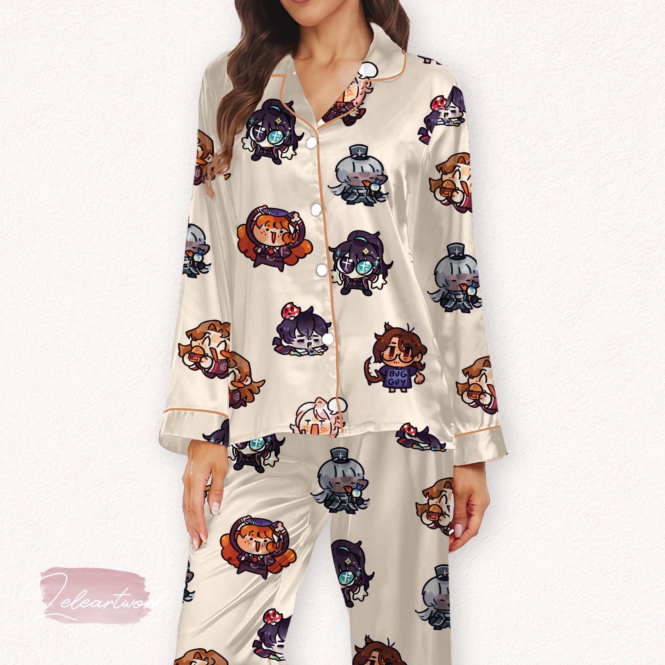 Character Student Pyjamas Limbus Company Set – Chibi Game Character Satin Pajamas | Soft Cozy Ga ...