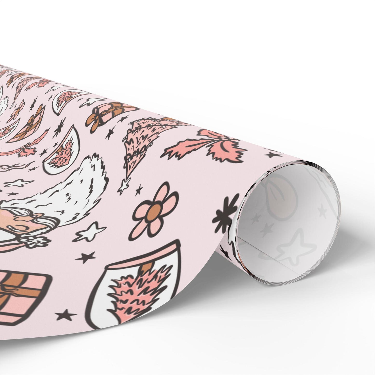 Retro Santa Christmas wrapping paper Unique Vintage Christmas Wrapping Paper Roll, Holiday Gift Wrap with Retro groovy Design