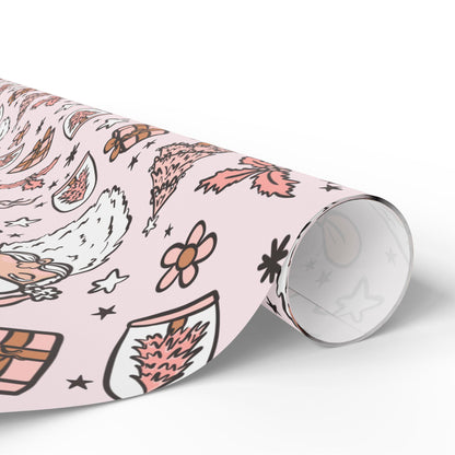 Retro Santa Christmas wrapping paper Unique Vintage Christmas Wrapping Paper Roll, Holiday Gift Wrap with Retro groovy Design