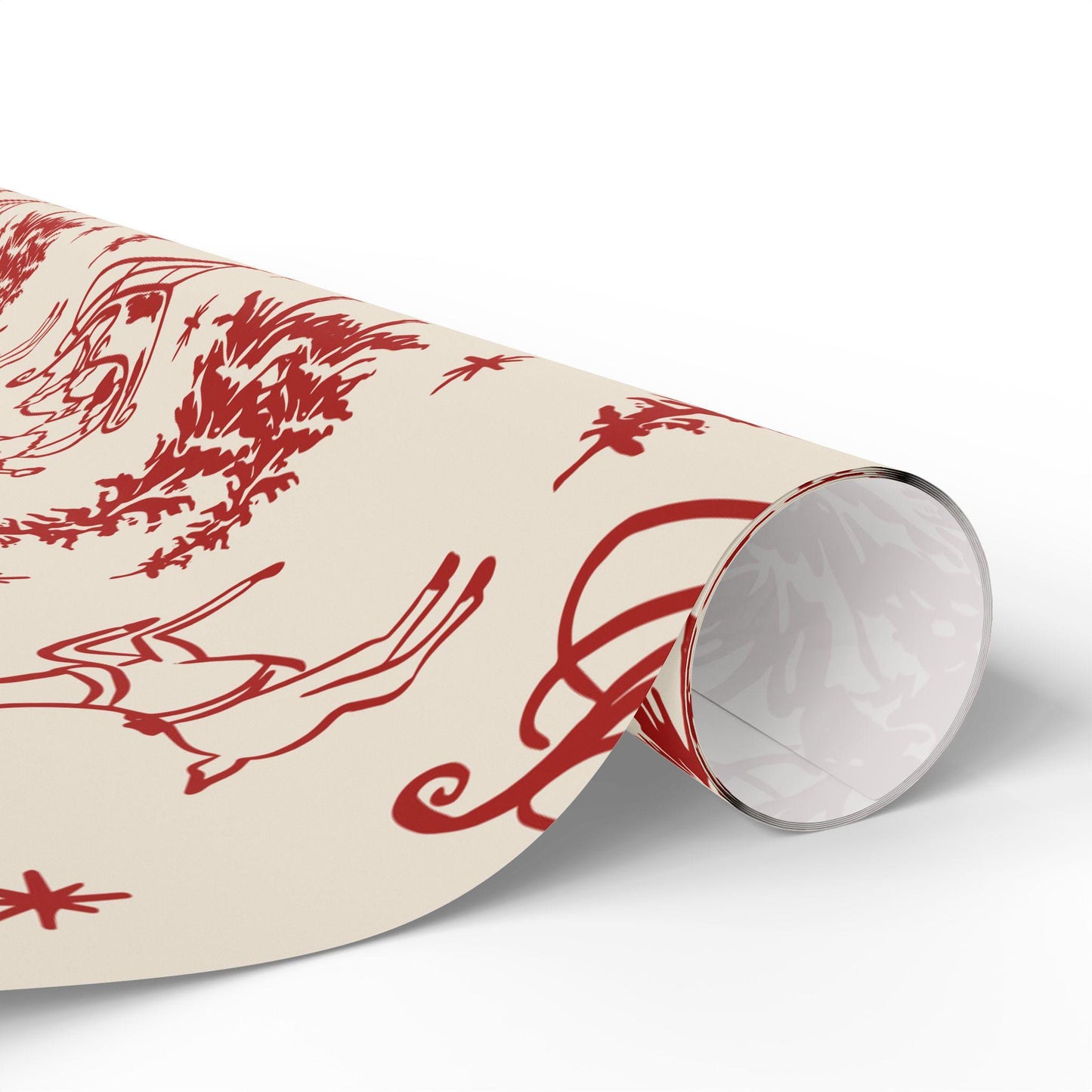 Retro Santa and Deers Christmas wrapping paper Unique Vintage Christmas Wrapping Paper Roll, Holiday Gift Wrap with Retro groovy Design