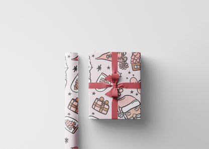 Retro Santa Christmas wrapping paper Unique Vintage Christmas Wrapping Paper Roll, Holiday Gift Wrap with Retro groovy Design
