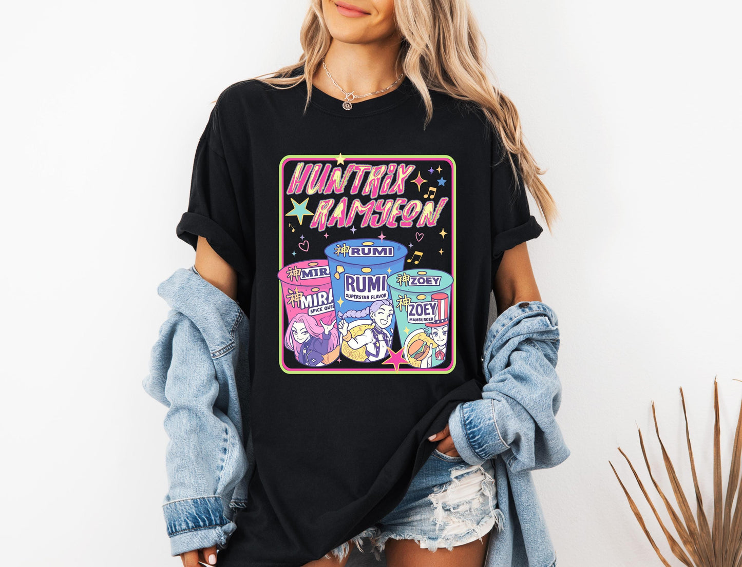 Huntrix Ramyeon Shirt, Demon Hunter Movie Inspired Noodle T-shirt, Demon Hunters Tee, Huntrix Girl T-Shirt, Mira Rumi Joey Shirt