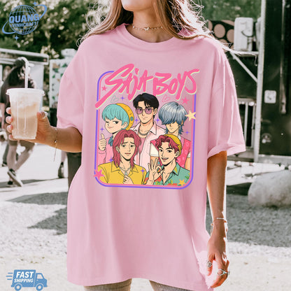 Saja Boys Boy Band Shirt, Kpop Demon Hunters Movie Shirt, Bootleg Retro Movie Shirt, Demon Hunters Merch Shirt
