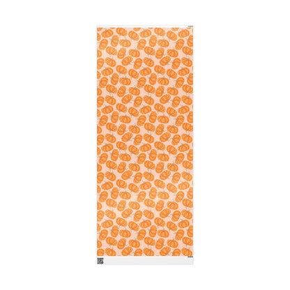Vintage Halloween Wrapping Paper Roll, Fall Gift Wrap with Retro Cute Pumpkins for Themed Fall October Parties