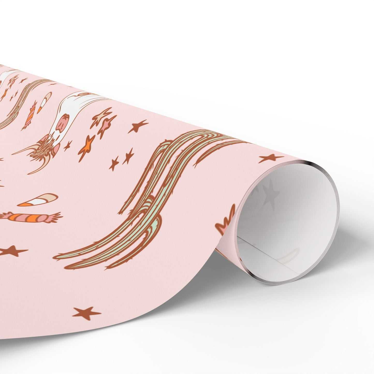 Western Halloween Wrapping Paper Roll, Spooky Highland cow Gift Wrap, Cowboy Halloween Gift Packaging, Rustic Trick or Treat