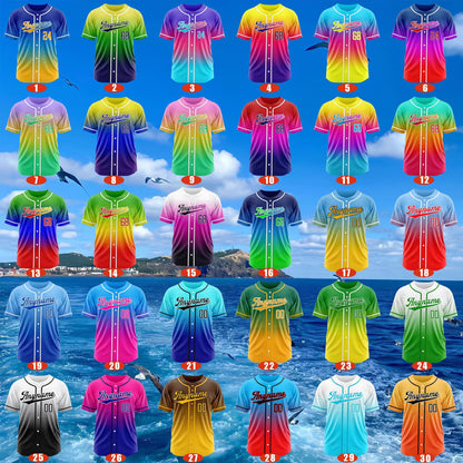 Gradient Custom Baseball Jersey, Personalized Team Name & Number Logo Shirt, Matching Sports Gift for  Adult Kid, Gradient Baseball Uniform