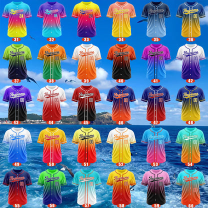 Gradient Custom Baseball Jersey, Personalized Team Name & Number Logo Shirt, Matching Sports Gift for  Adult Kid, Gradient Baseball Uniform